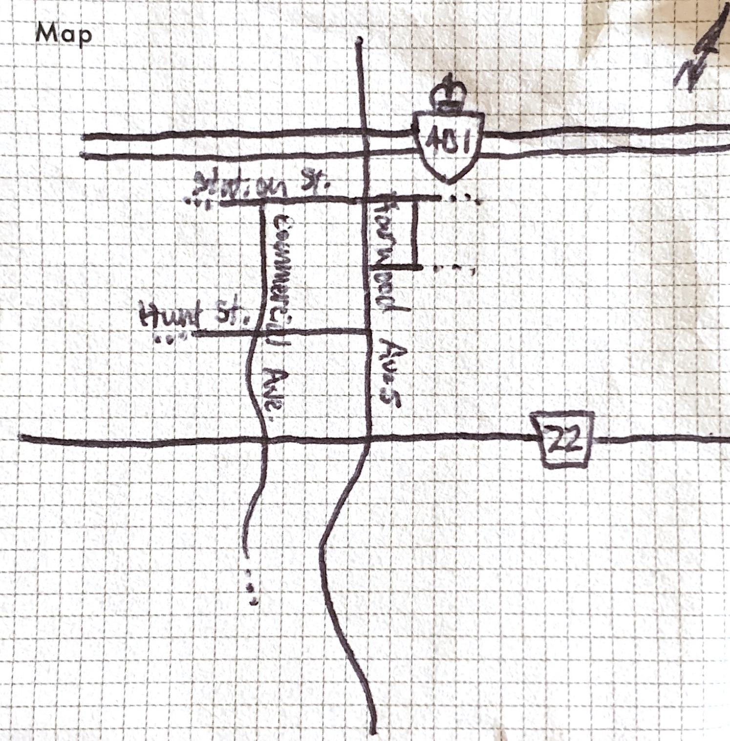 Drawn map of Downtown Ajax