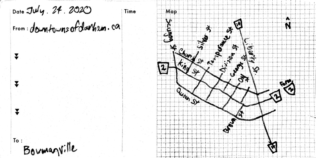 Drawn map of Bowmanville Downtown