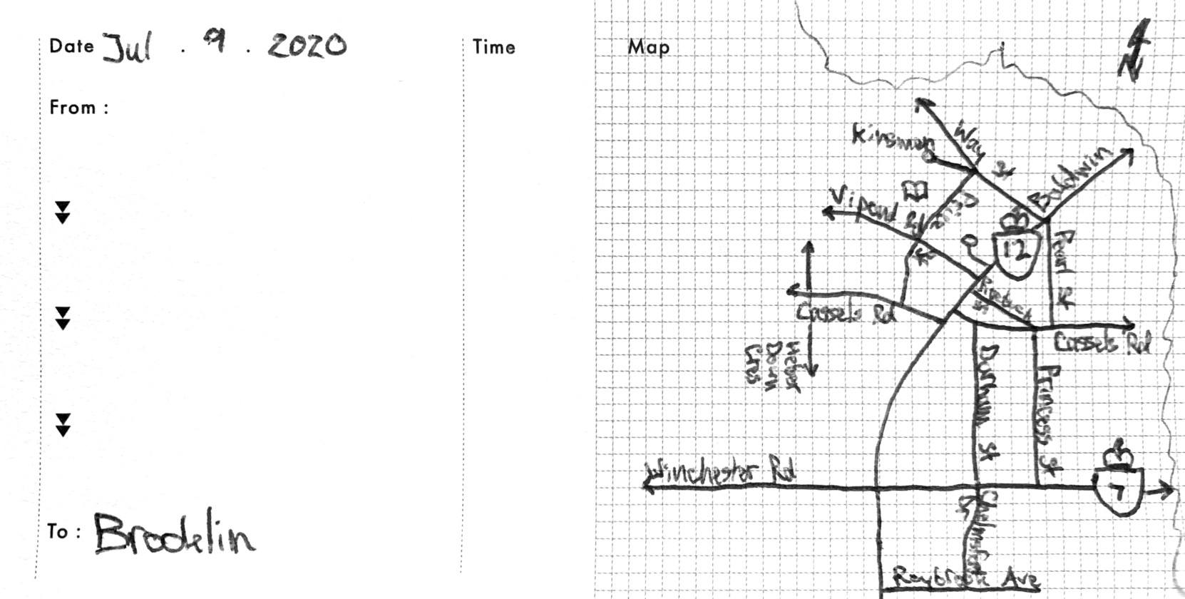 Drawn Map of Downtown Brooklin