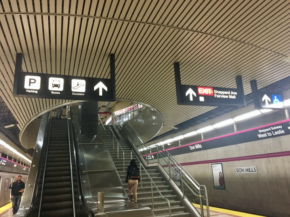 Buses are buried in with Parking and Escalator.