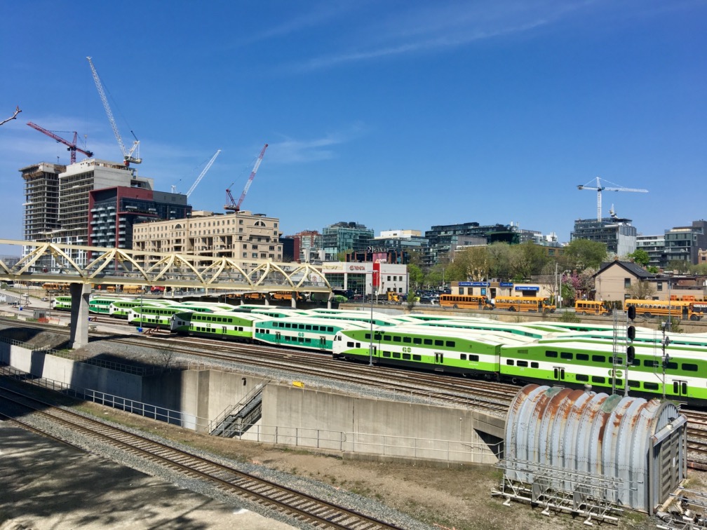 GO Trains sunning themselves.